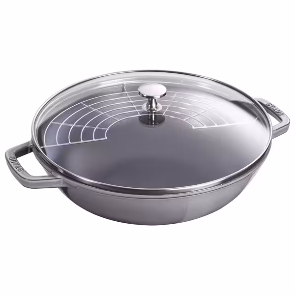 STAUB | SPECIALITIES - Wok met glazen deksel - Ø 300mm - Gietijzer - Grafietgrijs