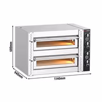 Electric Deck Pizza Oven - Twin Deck - Refractory Stone Deck - 4+4 x Ø 34cm (13.4") - Mechanical Controls - up to 450°C