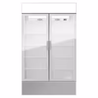 Commercial Beverage Display Fridge with Illuminated Canopy - 1200mm - 1048 Litres - with 2 hinged glass doors - LED lighting - Temperature range 1 to 10 °C