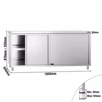 خزانة قاعدية ستانلس ستيل PREMIUM - 1800x800mm - أبواب منزلقة