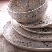 (6 pcs) Bowl - CONFETTI - Stoneware - round - Ø 140mm - Pink