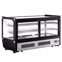 Countertop display fridge - 200L - 1219mm - Double glazing - square - with 2 adjustable chrome shelves - rear sliding glass doors