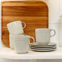 STAUB | Dining Line Ceramic Mug – 350 ml - Ergonomic Handle - White Truffle