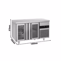 Commercial Counter Fridge PREMIUM - 1400x700mm - glass doors - capacity 281 litres