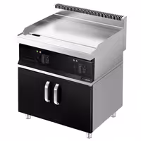 Električni roštilj - 7,1 kW - Glatka - površina pečenja: 795x535 mm - ormarić s 2 vratima - satinirana (Scotch-Brite) završna obrada