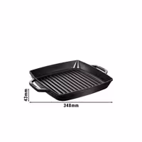 STAUB | Pure Grill Square Cast Iron Grill Pan – 28x28 cm - Black - Non-Stick, Induction Only