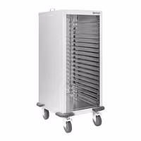 Inox kolica s vodilicama za pekarske plehove - za 18 plehova 600x400 mm - kotači Ø 125 mm (2 s kočnicom)