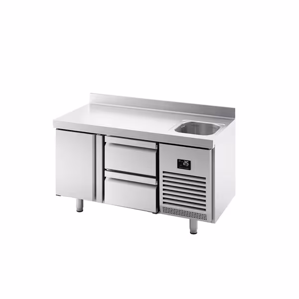 Kühltisch PREMIUM PLUS - 1468x600 mm - 250 l - ventileeritud jahutus - koos 1 uksega - Tagaserv