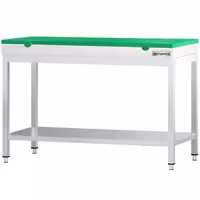 Table de travail inox PREMIUM - 1200 x 600 mm - avec tablette inférieure - incl. Planche à découper Verte