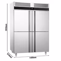 Szafa mroźnicza PREMIUM – stal nierdzewna – GN 2/1 – 1400 L – z 4 półdrzwiami