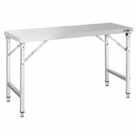 Paslanmaz Çelik Çalışma Tezgahı - Katlanabilir - 1500x700mm - Taban Raflı
