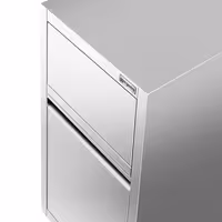 Commercial Waste bin - Push-top bin - 940(H)x400(W)x500(D)mm - with rear wheels - soft-close & without upstand - Stainless steel