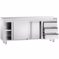 خزانة قاعدية ستانلس ستيل KOPENHAGEN PREMIUM - 2000x700mm - مع أبواب منزلقة و وحدة أدراج 3 يمين