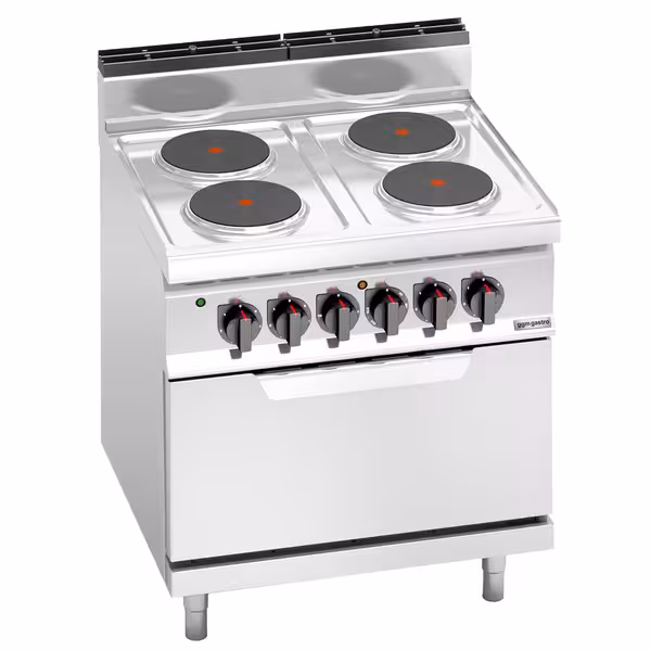 Električni štednjak - Linija 700 - 800x714x1040 mm - 10,4 kW - 4 ploče - samostojeći - s električnom pećnicom statićnom - 7,5 kW - GN 2/1