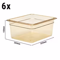 (6 szt.) CAMBRO | Pojemnik GN 1/2 H-PAN™ – wysokość: 150 mm – odporny na wysoką temperaturę – bursztynowy