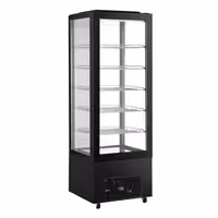 4-Sided Glass Display Fridge - 402L - 590mm - Double glazing - square - with 5 shelves - 1 hinged glass door