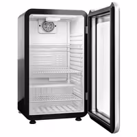 Commercial Mini Bar Refrigerator - 495mm - 113L - with 1 glass door & reversible hinges - Black/Silver - Double-glazed glass door