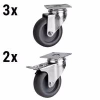 (5 pz) Set di ruote per tavoli e armadi frigoriferi - compatibile con BGKF, BKTF, BLF, GTF, KSF, KTF, KUF, POF, TF, TKSF e ZTSF