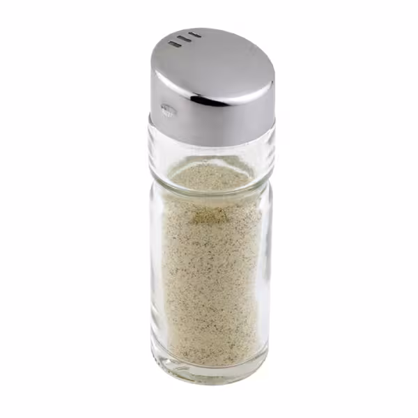 (6 tk) Soola- ja pipratops - ümmargune - klaas/roostevaba teras - Ø 32 mm - Kõrgus: 90 mm