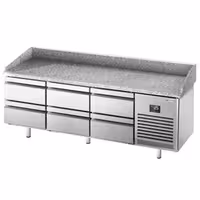Table réfrigérée à pizza Premium PLUS - 1980 x 700 mm - avec 6 tiroirs