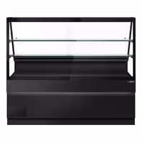 Hűtővitrin TORONTO - 2000x880 mm - dupla üvegezés - ventilációs - fekete - 2 polccal - gránit munkalap