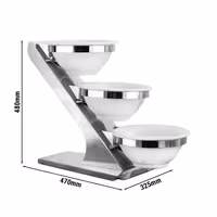 Etagere / Buffet Stand - Stainless steel frame - Chrome - Ø280mm - incl. 3 Melamine bowls Ø280mm
