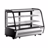 Countertop display fridge - 160L - 874mm - Double glazing - with 2 shelves - rear sliding glass doors