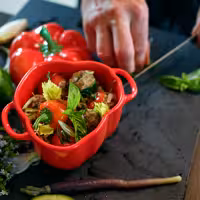 STAUB | CERAMIQUE - Cocotte - Paprikaform - Ø 110mm - Keramik - Orange-Röd