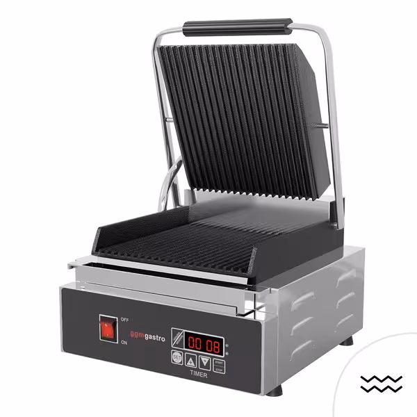 Grătar de contact / Grătar pentru hamburgeri - 1,8 kW - Digital - Grătar sus și jos - Suprafață de gătit: 230x220mm