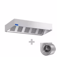 Commercial Wall-Mounted Extractor Hood with Motor - 2800mm - with Speed Controller, Baffle Filters & Lighting