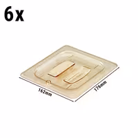 (6 szt.) CAMBRO | Pokrywa GN 1/6 H-PAN™ – płaska – odporna na wysoką temperaturę – z uchwytem – bursztynowa