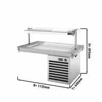 Ugrađena rashladna ploča – 1000 mm – +2 do +8 °C – 3x GN 1/1 – 350 W – sa staklenom zaštitom od prskanja