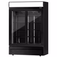 Commercial Beverage Display Fridge with Illuminated Canopy - 1295mm - 880 Litres - with 2 sliding glass doors - LED lighting - digital controller with temperature display - Black - Temperature range 2 to 8 °C
