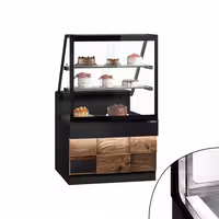 Csemegepult TORONTO - 1000x880 mm - 568 liter - ventilációs - dupla üvegezés - 2 polccal - fekete gránit munkalap