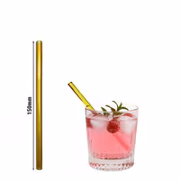 (50 adet) Cam Pipet - 150mm - ø 8mm - düz - Gold - dahil 1 Naylon Temizlik Fırçası