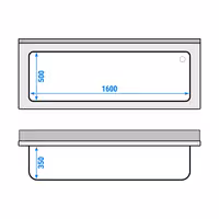 PREMIUM sudoper za pranje posuđa – 1800 x 700 mm – s jednom zdjelom