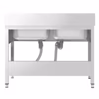 Sudoper PREMIUM - 1600x700 mm - s donjom policom - s 2 koritima - korita sredina - inox