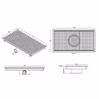 Podni odvod od nehrđajućeg čelika – 750 x 400 mm – ugradnja u ravnini s podom i bočni izlaz – Ø 70 mm
