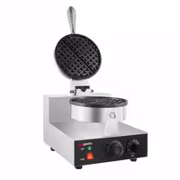 Commercial Waffle Maker - Single - Manual - 1.3kW - Shape: Round - Ø 180mm - plates with Teflon coating
