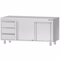 خزانة قاعدية ستانلس ستيل KOPENHAGEN ECO - 1800x700mm - أبواب منزلقة - وحدة أدراج 3 يسار