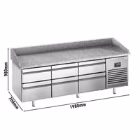 Table réfrigérée à pizza Premium PLUS - 1980 x 700 mm - avec 6 tiroirs