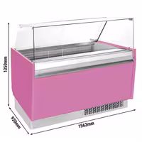 Ice Cream Display Freezer | LIAM - 1560mm - Static cooling - with LED lighting - for 13 x 5 litres Napoli pans - Pink