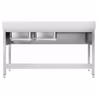 Sudoper PREMIUM - 1800x600 mm - s donjom policom - s 2 koritima - korita desno - inox