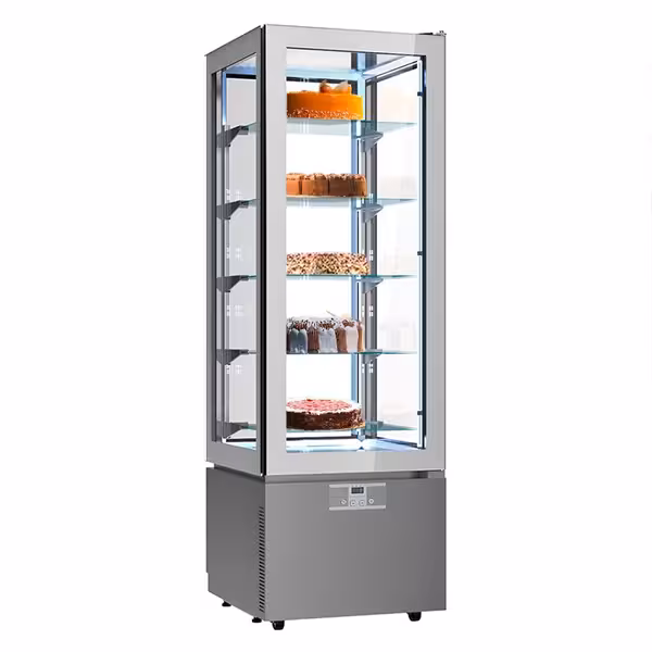 4-Sided Glass Display Fridge - 324L - 600mm - Double glazing - with 5 glass shelves - 1 glass door