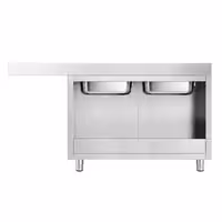 Diskbänk i rostfritt stål för diskmaskin - 2 000x600 mm - 2 hoar - ho till vänster - med bakkant