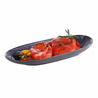 (6 adet) LOOPS - Düz Tabak - Oval - Melamin, 280x135mm, Mavi / Gri