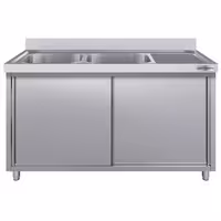 Sudoper s ormarićem ECO - inox - 1400 x 600 mm - sa 2 korita - korita lijevo