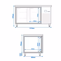 Pekarski rashladni pult PREMIUM - 1550x800 mm - 390 l - Ventilirano hlađenje - s 2 vrata