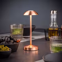 LED Table Lamp - ALVA MICRO - Rechargeable - Cordless - 3-step dimmable - Ø80mm - Copper - with Charging Dock