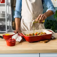 (4) STAUB| Ceramic Mini Cocotte Set, Round – Cherry Red - Ø 100 mm - 0.20 L Each